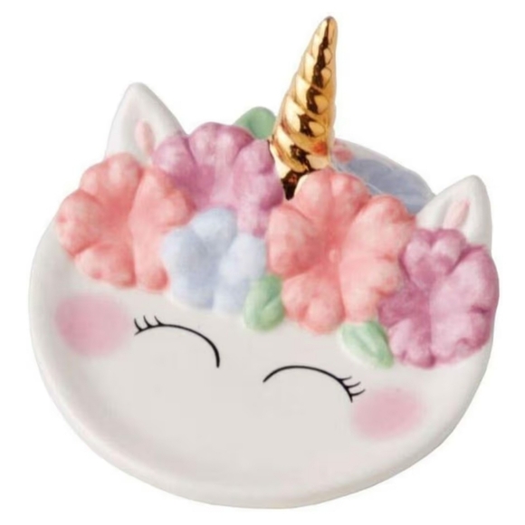 Unicorn Trinket Dish with Floral Accents - Picture 2 of 3